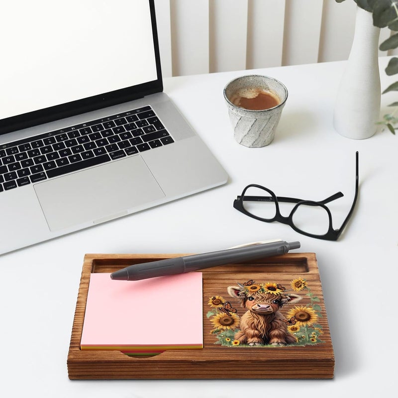 akeke Sunflower Highland Cows Sticky Notes Holder, Highland Cows Gifts for Women, Encouragement Cattle Office Decor Gifts for Coworkers, Women, Colleagues, Boss, Self-Stick Note Pad Holders GAA66 - Image 5